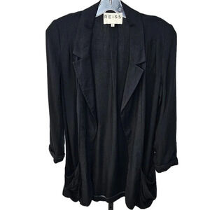 REISS  Womens Drape Front Pocket Cardigan Blazer Black Size XS